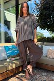 Below Deck Cheesecloth Stripe Tee Chocolate